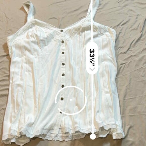 Torrid Size 5 Ivory Babydoll Tank Top, straps, button front, lined - Picture 8 of 9